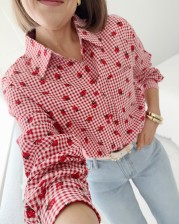 Camisa fresitas Vichy rojo
