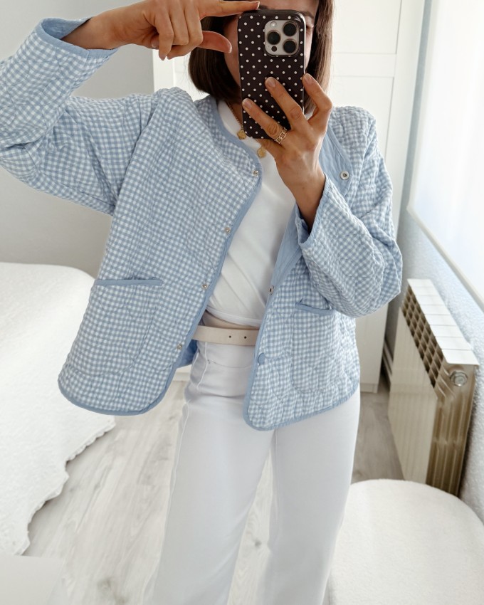 Chaqueta acolchada vichy