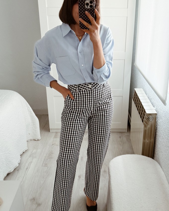 Pantalón Vichy marino oscuro