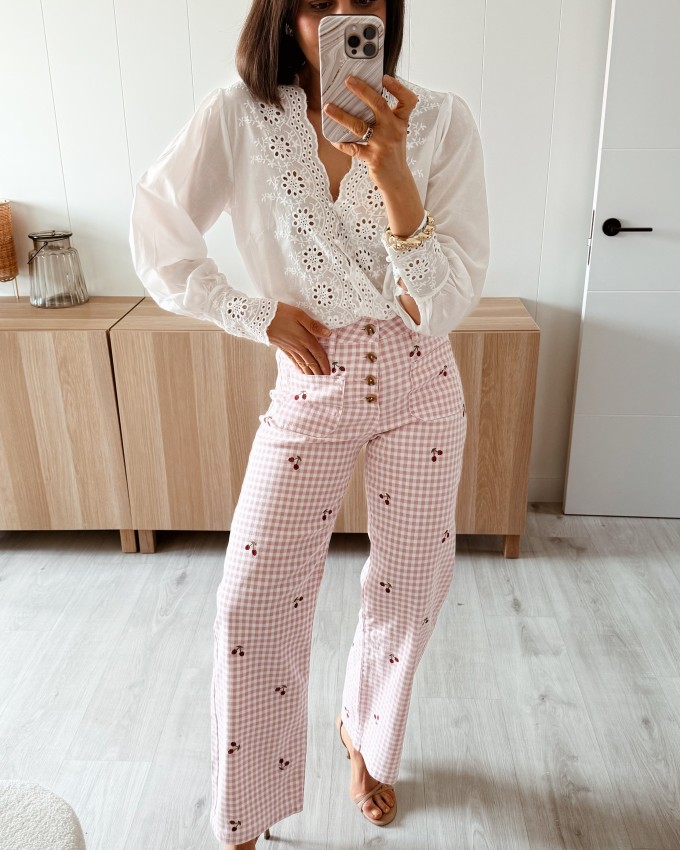 Pantalón Vichy bordados