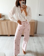 Pantalón Vichy bordados