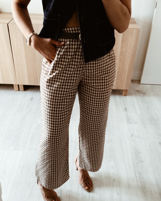 Pantalón Vichy mokka