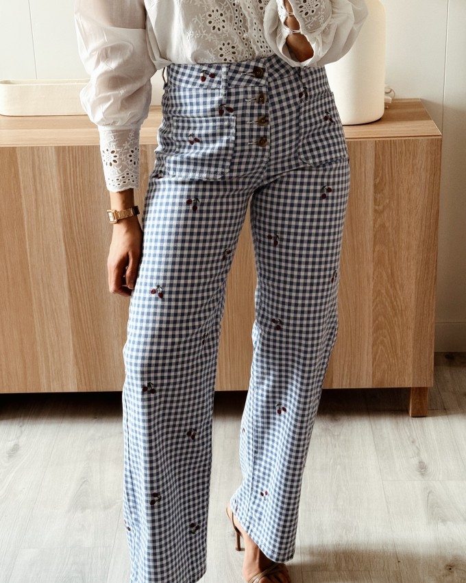 Pantalón Vichy bordados