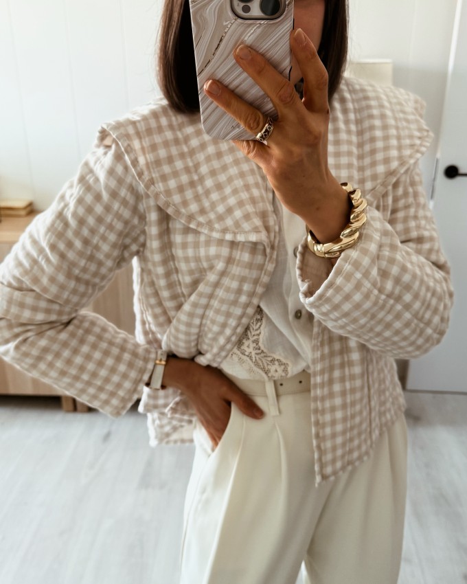 Chaqueta acolchada vichy