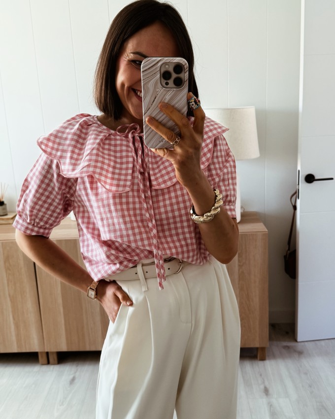 Blusa vichy rosa