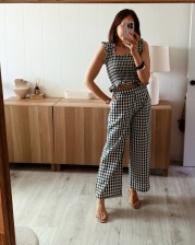 Conjunto Vichy verde oscuro