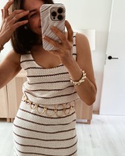 Vestido punto rayita mokka