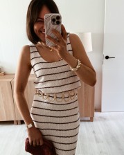 Vestido punto rayita mokka