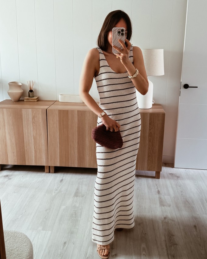 Vestido punto rayita mokka