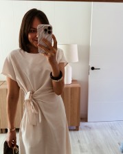 Vestido cruzado beige