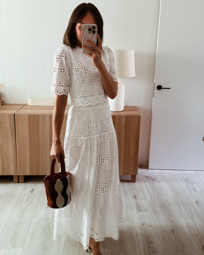 Conjunto bordado blanco