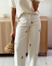 Pantalón limón bordado