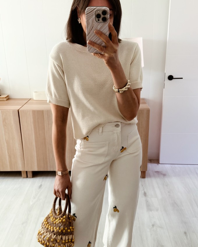 Pantalón limón bordado